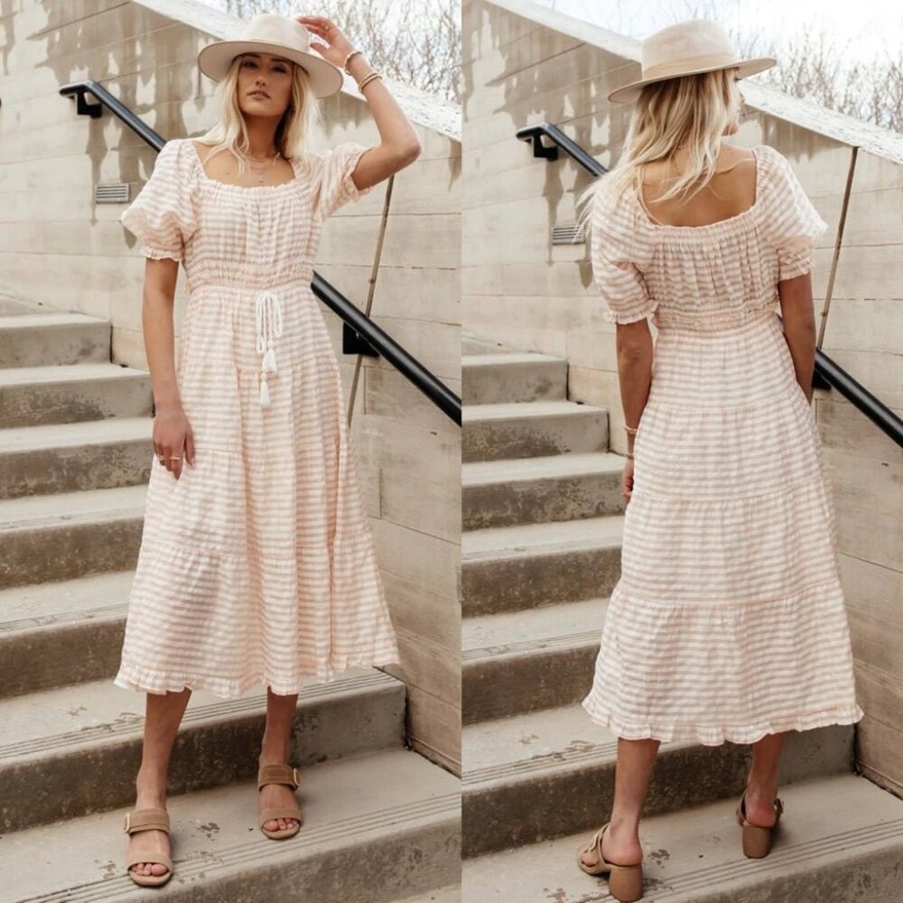 NWT MOON RIVER Puff Sleeve Midi Dress